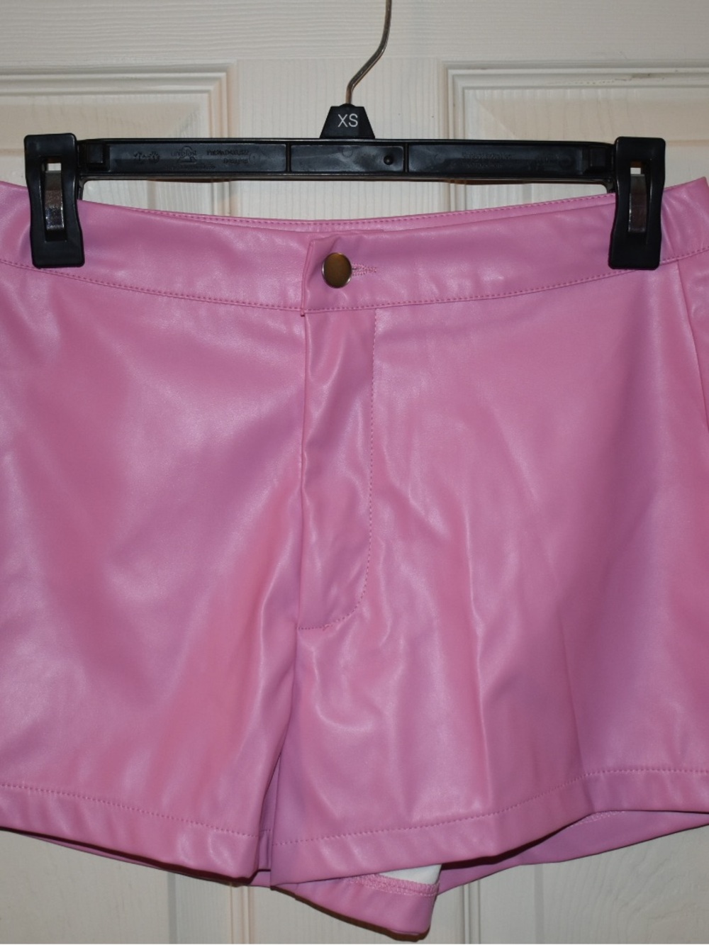 SHEIN Pink High-Waist Vegan Leather Shorts